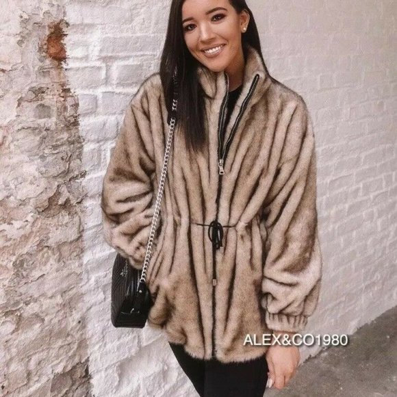 NWT ZARA FAUX FUR COAT JACKET SIZE M - Picture 1 of 3